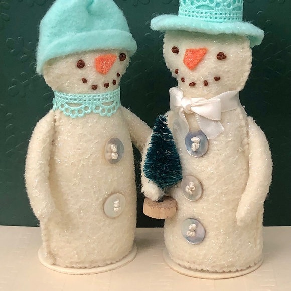 Snowman Art Doll Coastal Felt Hand-sewn - Picture 6 of 7